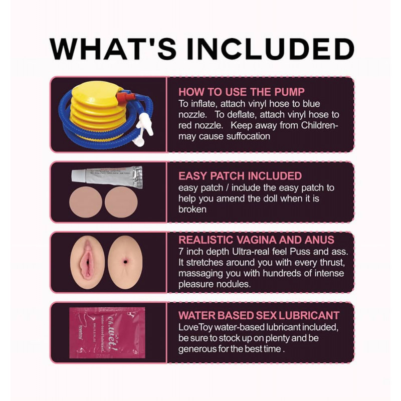 ženska lutka na napuhavanje sa silikonskim grudima i bradavicama