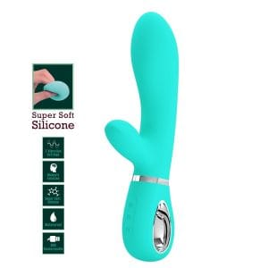 Super Soft Rabbit Vibrator Green, silikon, usb punjiv, Pretty Love - Slika 5