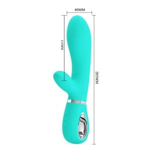 Super Soft Rabbit Vibrator Green, silikon, usb punjiv, Pretty Love - Slika 4