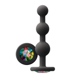 Silikonski plug s kuglicama i draguljem duginih boja