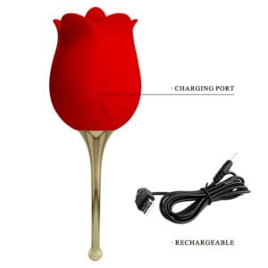Ruža klitoralni vibrator sa stimulatorom lizanja „Rose Lover“,usb, Pretty Love - Slika 4