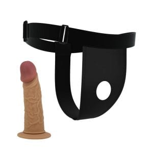 Silikonski mekani šuplji dildo s remenom "Houston harness briefs", 17 cm - Slika 3